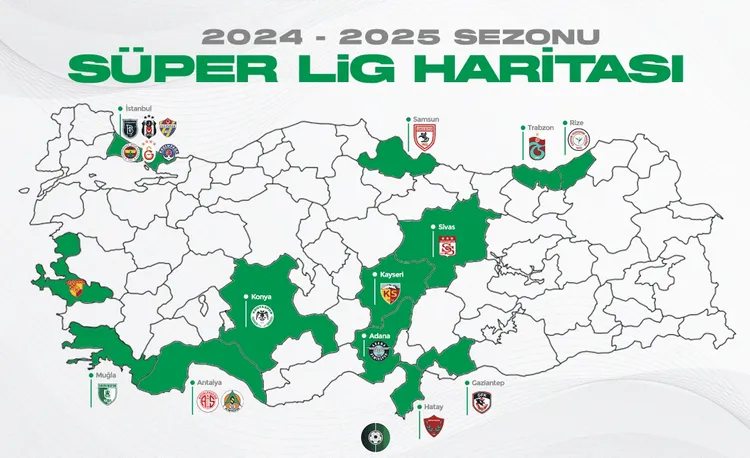 Mapa tureckiej Super Lig na sezon 2024/2025