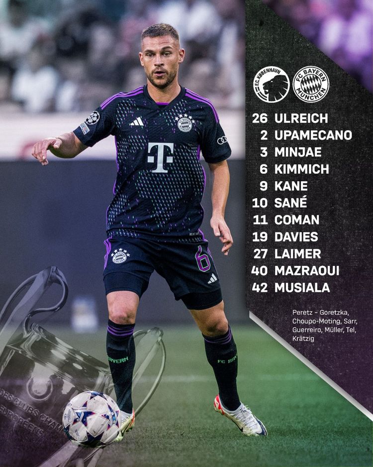 Skład Bayernu na mecz z Kopenhagą