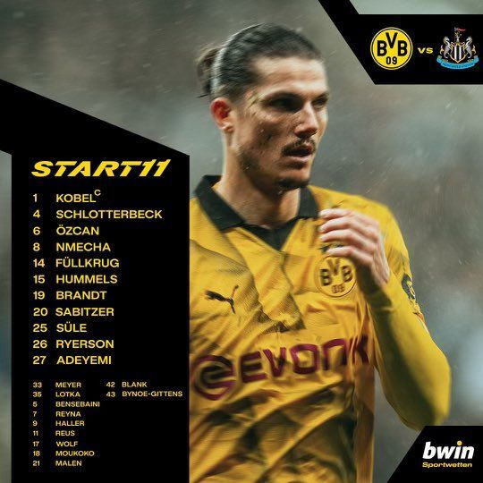 Skład BVB na mecz z Newcastle