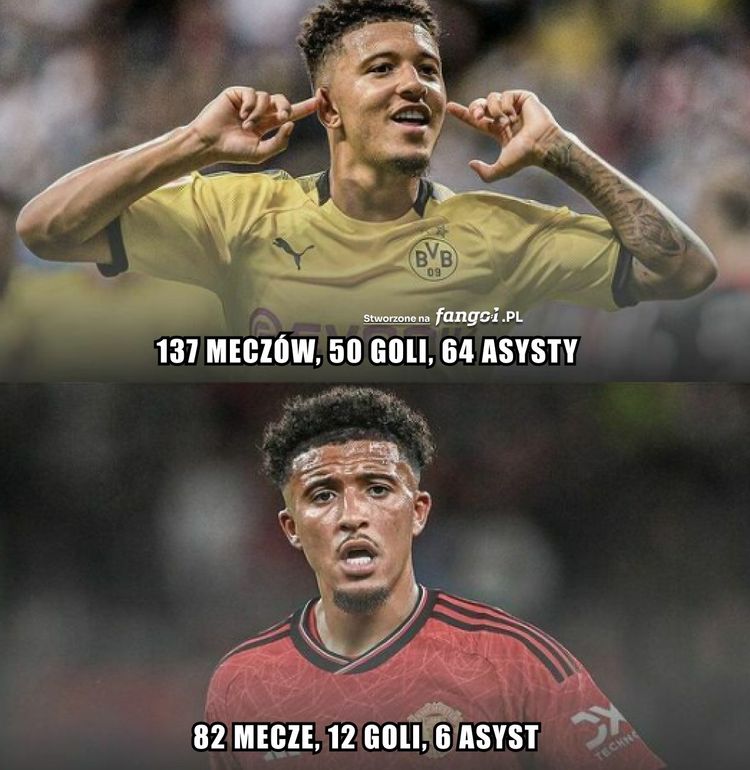 Taka różnica między Sancho w BVB a w Manchesterze United! Łuups! 😆