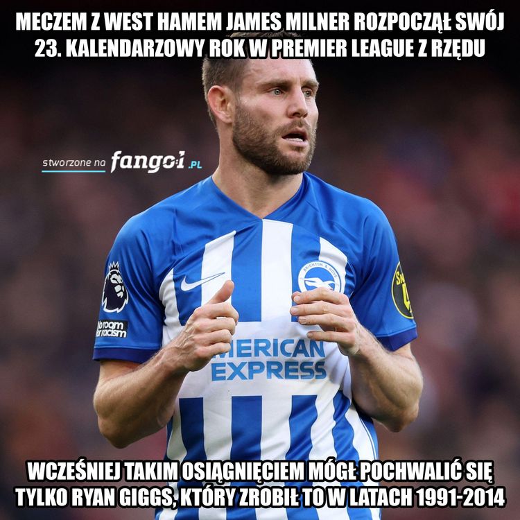 Milner dorównał długowiecznością Ryanowi Giggsowi