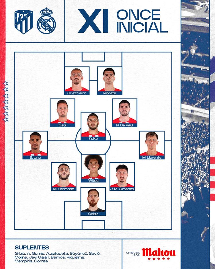 XI Atletico na mecz z Realem Madryt