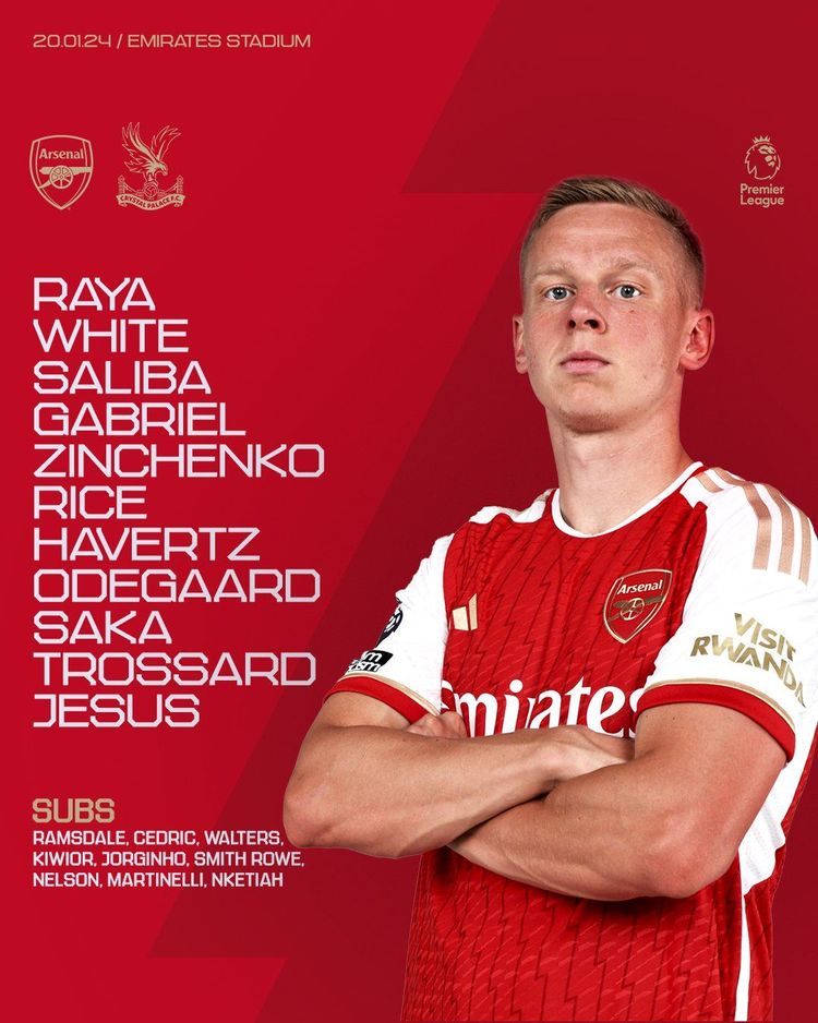 XI Arsenalu na mecz z Crystal Palace