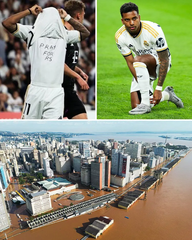 Rodrygo ma pod koszulką wiadomość dla ofiar powodzi w Brazylii