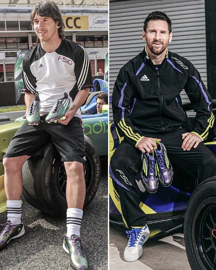 Messi z nowymi F50 od adidasa w 2010 roku i dziś