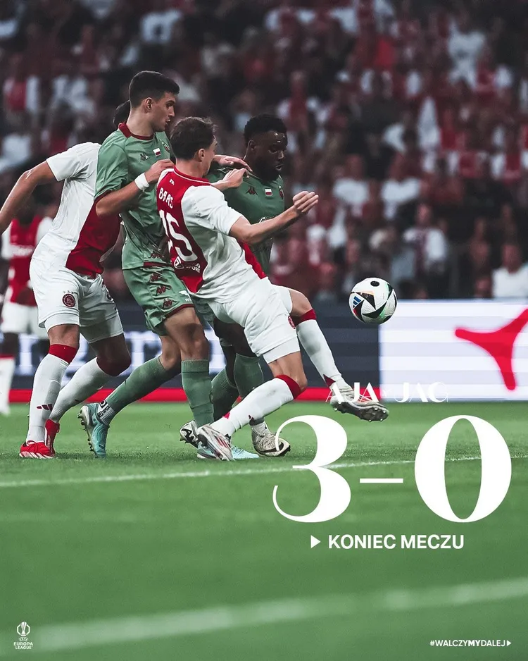 Jagiellonia przegrywa z Ajaxem i odpada z eliminacji o Ligę Europy