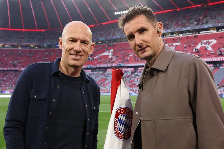 Arjen Robben i Miroslav Klose na meczu Bayernu z Realem