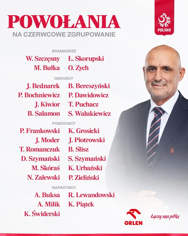 Szeroka kadra reprezentacji Polski na EURO 2024