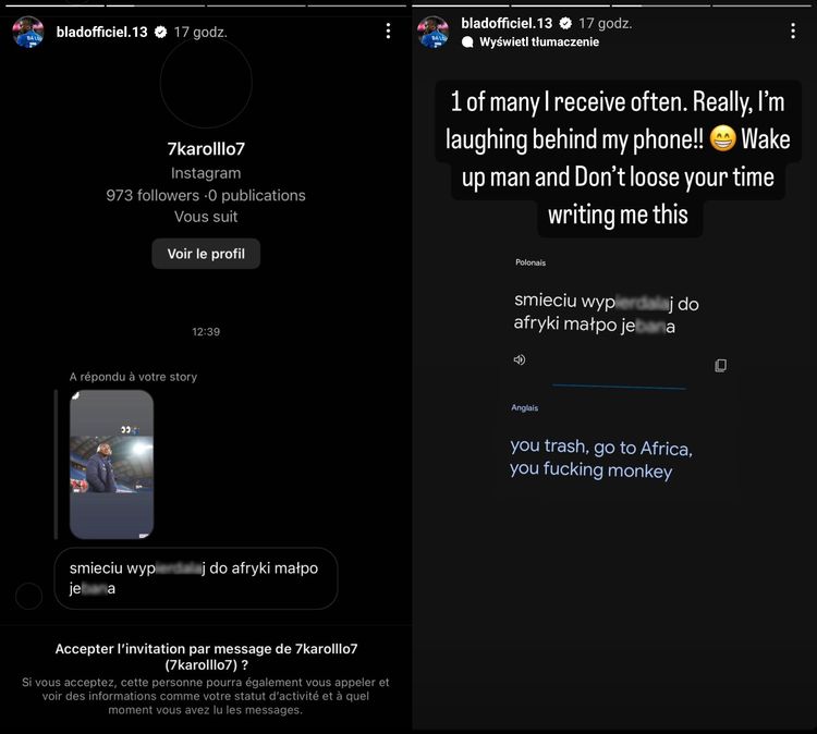 Szokujące wiadomości do Adriela Ba Louy na Instagramie
