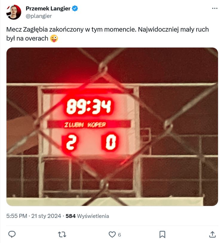 W takim momencie arbiter zakończył sparingowy mecz Zagłębia Lubin ze słoweńskim Koprem