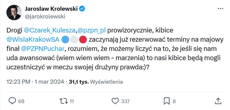 Ironiczne pytanie Jarosława Królewskiego do PZPN-u i Cezarego Kuleszy