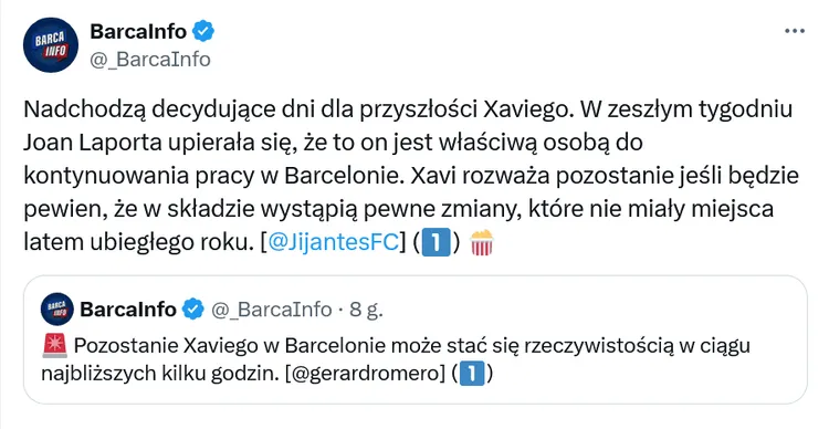 Warunek Xaviego do pozostania w Barcelonie