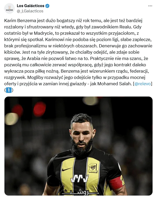 Karim Benzema cały czas marzy o odejściu z Al-Ittihad