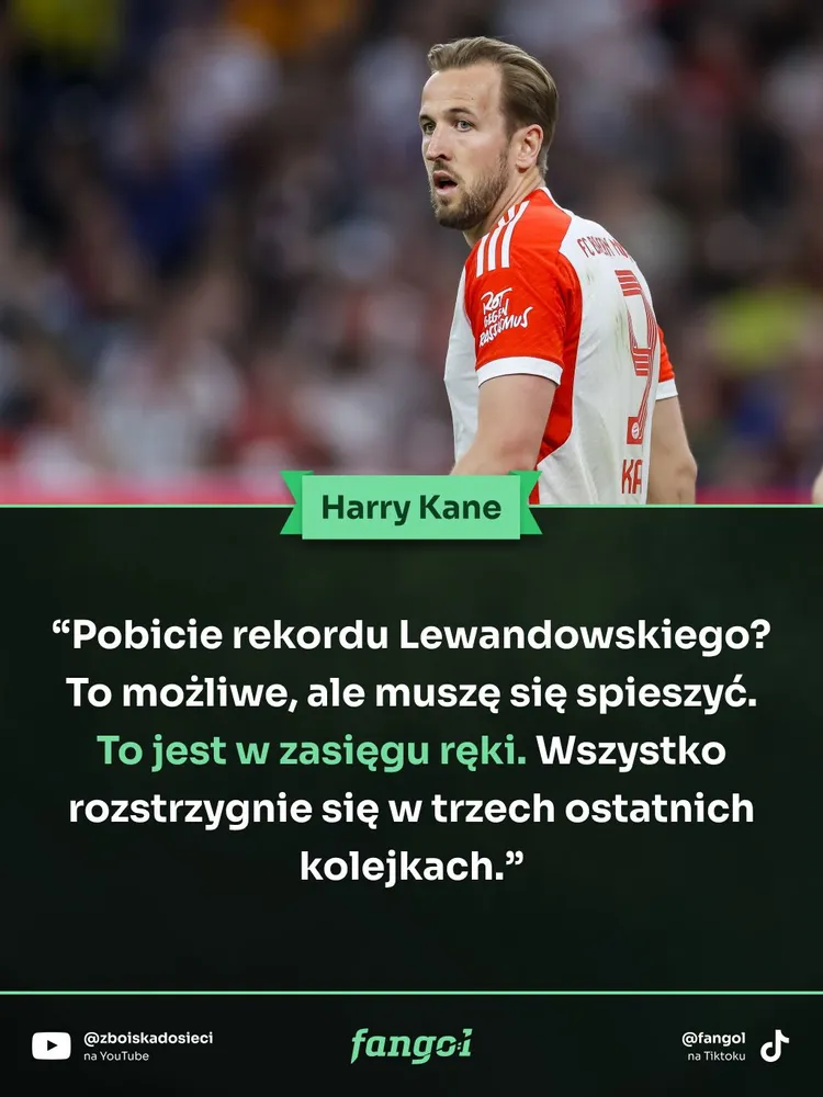 Harry Kane wciąż wierzy w pobicie rekordu Lewandowskiego