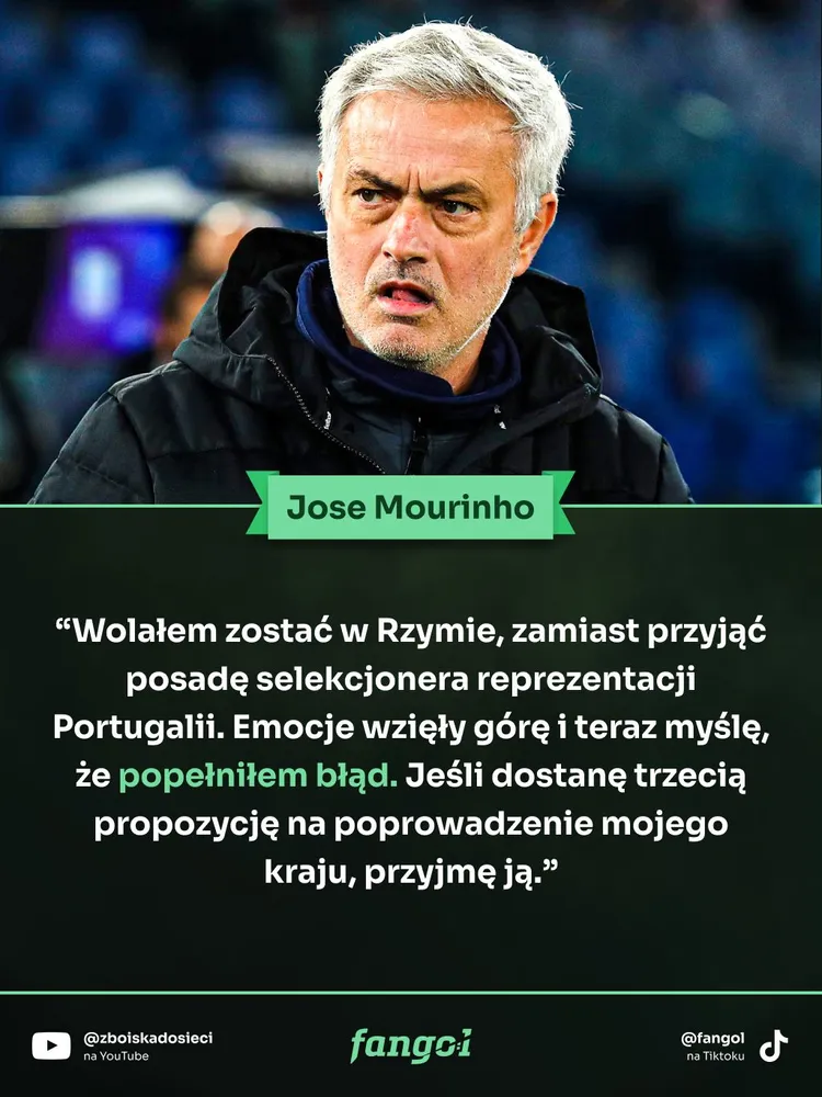 Mourinho chciałby zostać selekcjonerem Portugalczyków