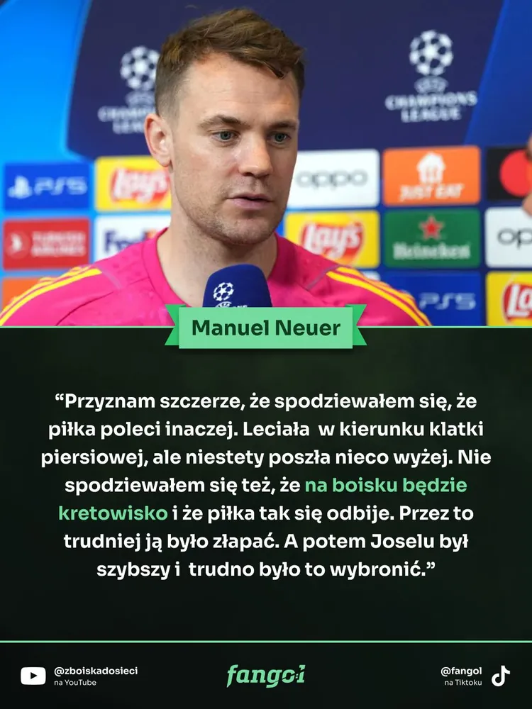 Manuel Neuer tłumaczy swój błąd przy bramce na 1-1 w absurdalny sposób