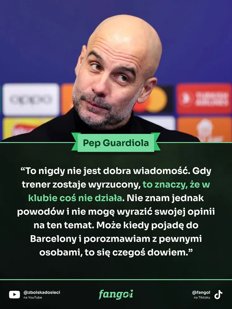 Pep Guardiola podsumował zwolnienie Xaviego z Barcelony