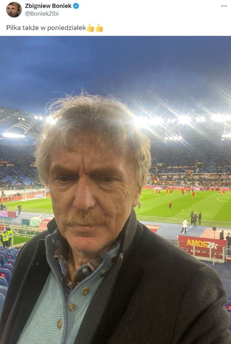 Selfie Bońka ze Stadio Olimpico przed meczem Romy z Torino