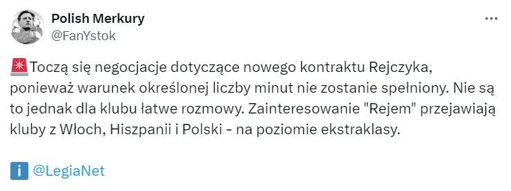 Legia może stracić kolejny talent! Tym razem Filipa Rejczyka!