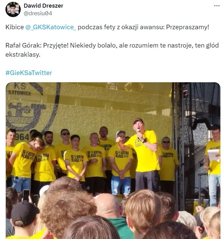 Kibice GKS-u przeprosili trenera Góraka za brak wiary i krytykę