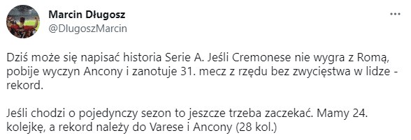 Cremonese może zapisać się w historii Serie A