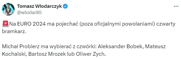 Michał Probierz planuje dowołanie czwartego bramkarza