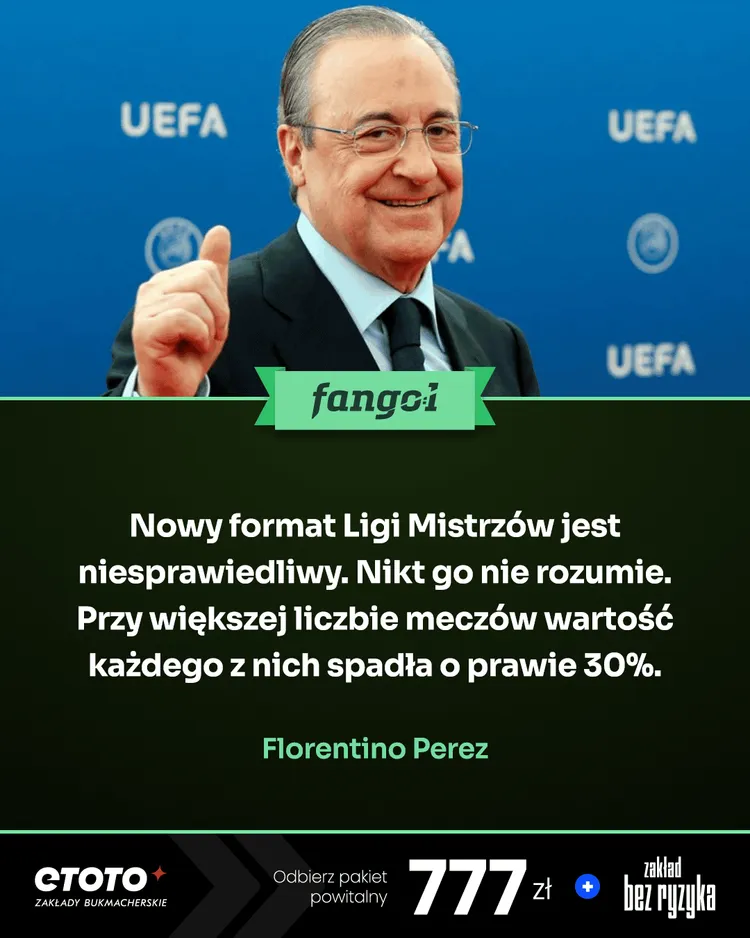 Florentino Perez krytycznie o nowej formule Ligi Mistrzów