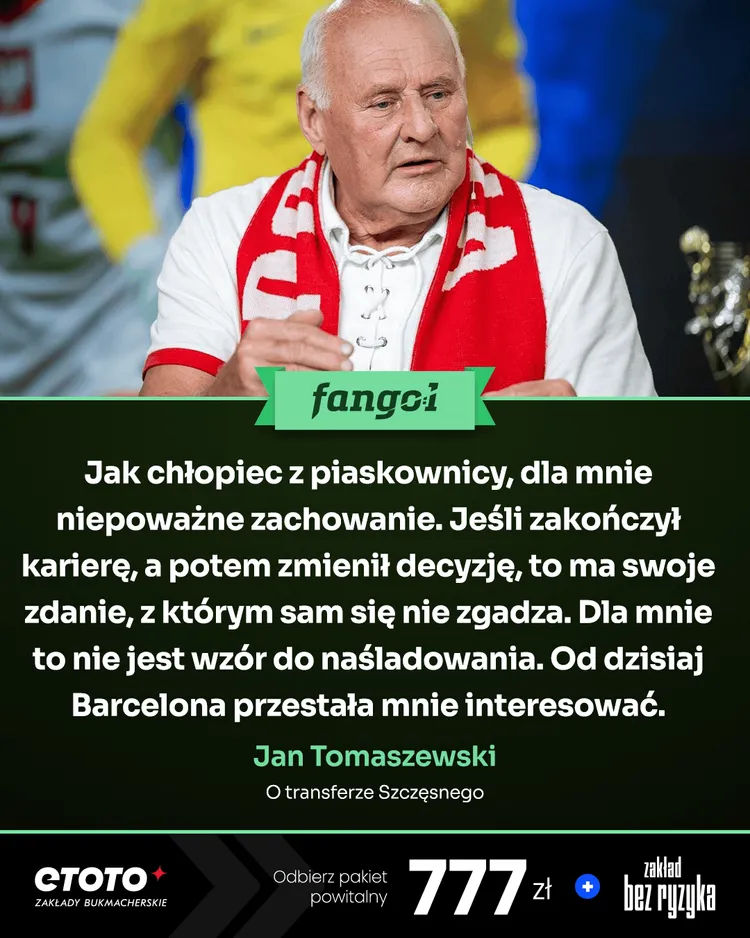 Jan Tomaszewski z nietypową opinią po transferze Szczęsnego do Barcy