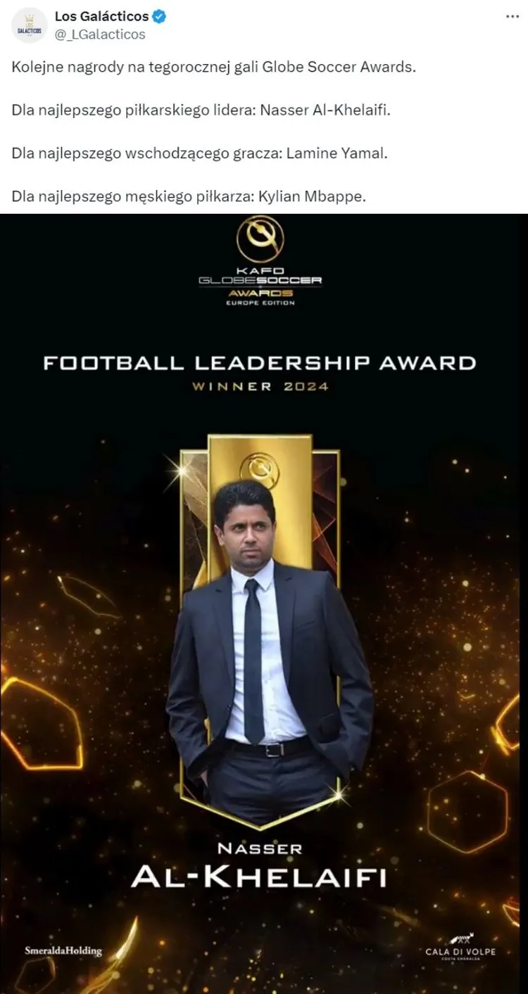 Kolejne nagrody na gali Globe Soccer Awards