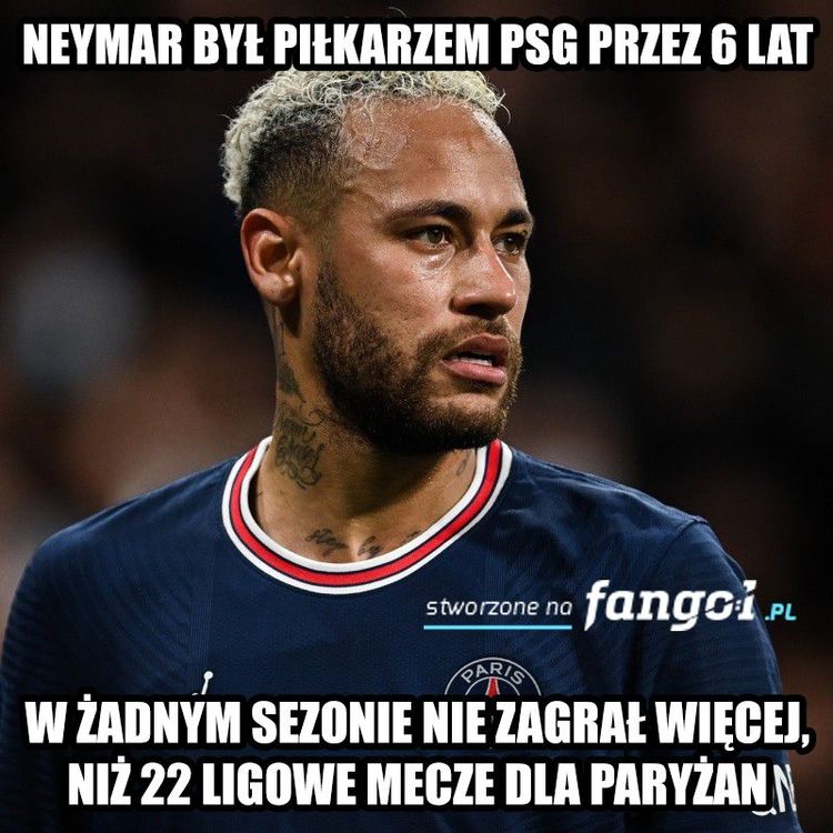 Neymar w PSG grał w każdym sezonie w niecałych 60% ligowych meczów