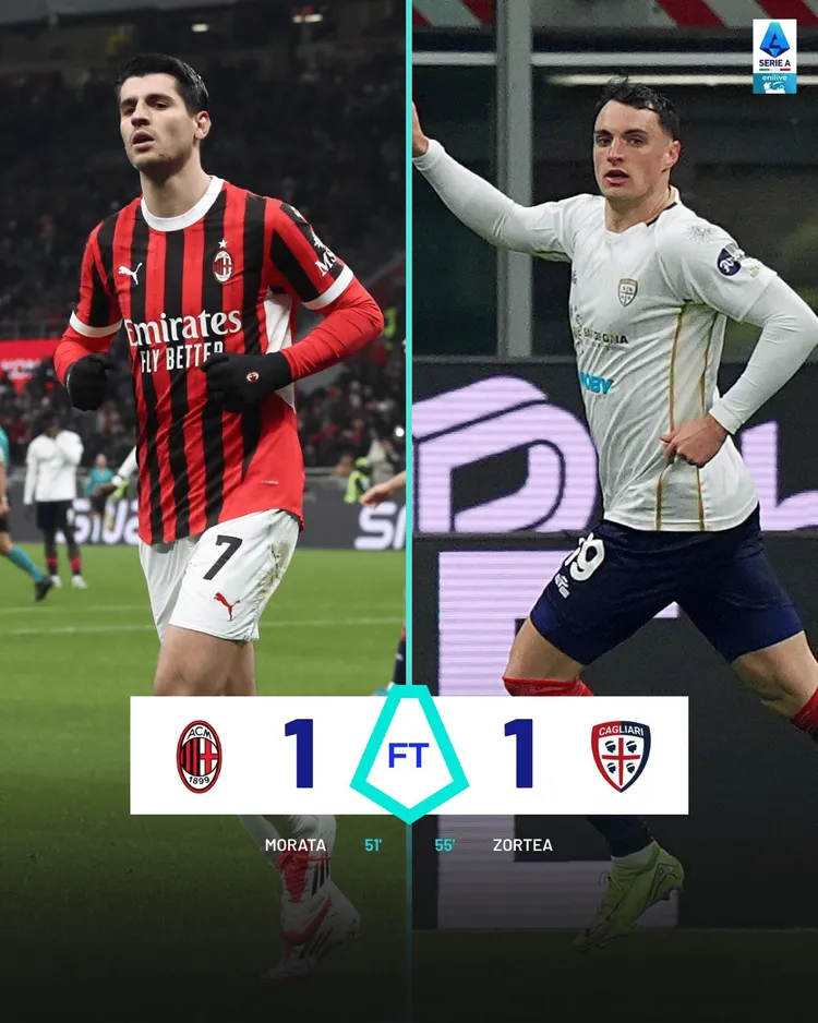 Milan i Cagliari dzielą się punktami!