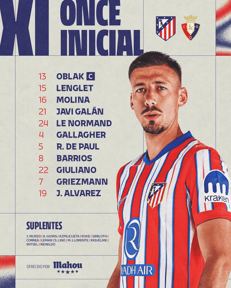 Wyjściowa jedenastka Atletico Madryt na pierwszy mecz ligowy w 2025 roku!