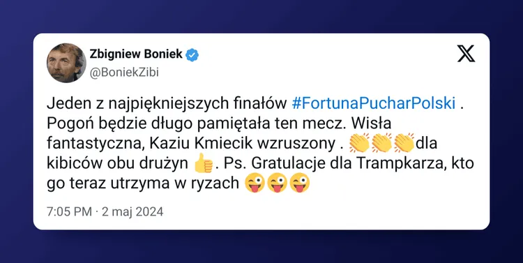 Boniek podsumował finał Pucharu Polski