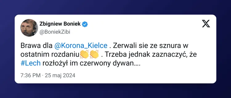 Boniek pogratulował Koronie utrzymania