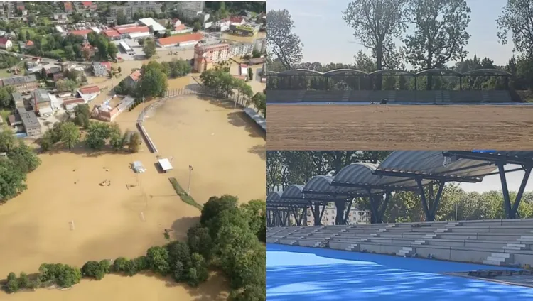 Stadion w Prudniku zalany przez powódź